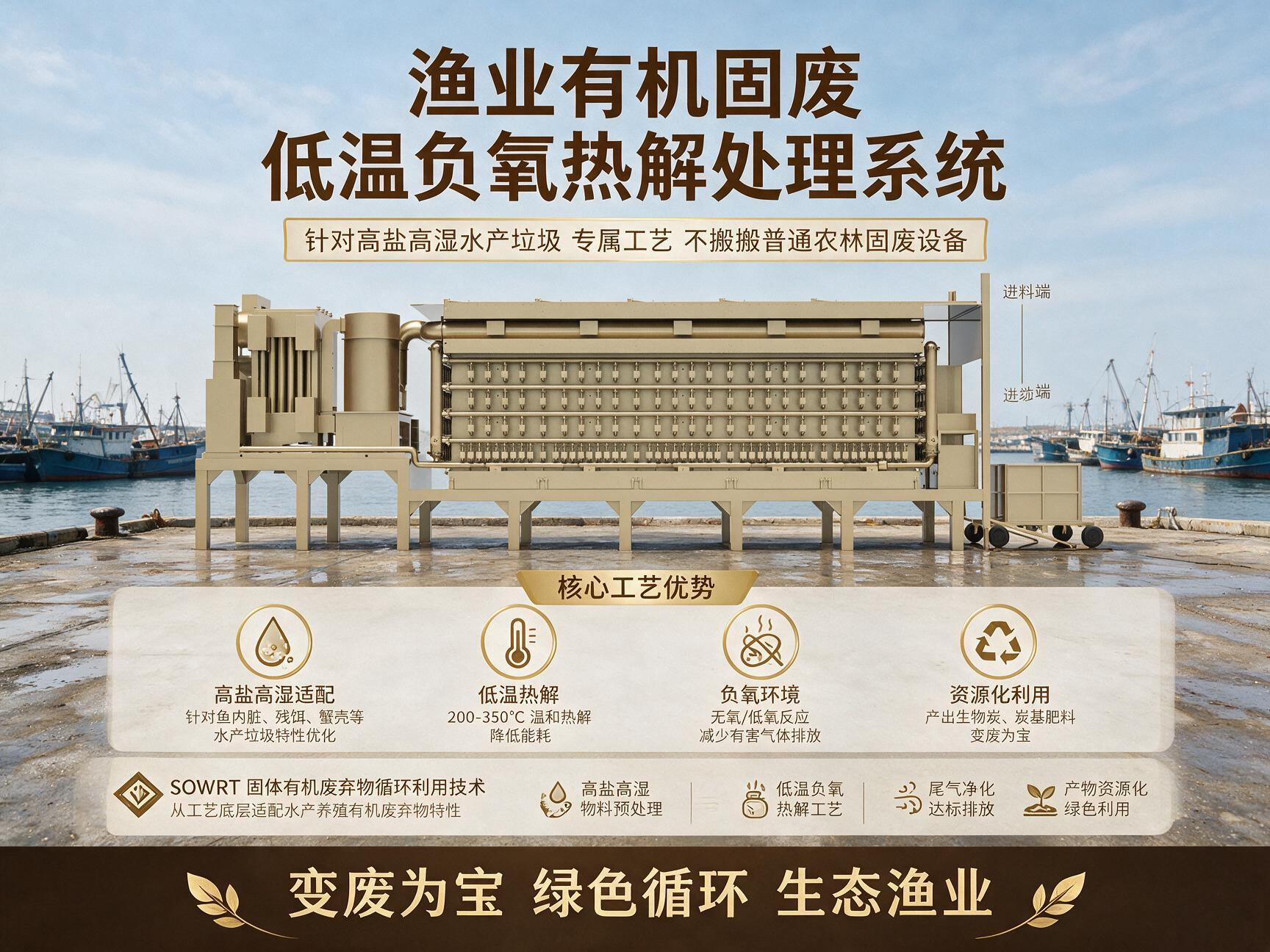 <b>废料为改良基质，低温负氧热解处理渔业</b>